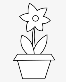 Flower Pot Outline - Flower With Top Outline, HD Png Download, Transparent PNG