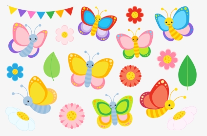 Colourful Butterfly Clipart And Vectors By La Boutique - Clip Art Colourful Butterfly, HD Png Download, Transparent PNG