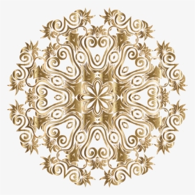 Gold Floral Flourish Motif Design No Background - Design Golden Flower Png, Transparent Png, Transparent PNG