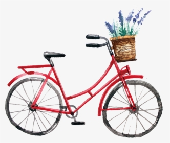 Transparent Bicycle Wheel Png - Bicycle Basket Flower Painting, Png Download, Transparent PNG