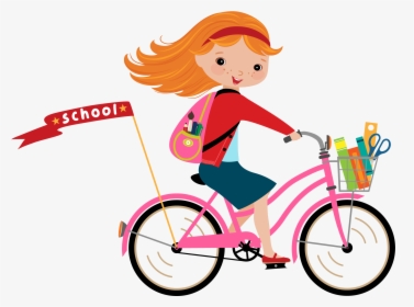 Bicycle Girl Cycling Illustration - Girl Riding A Bike Clipart, HD Png Download, Transparent PNG