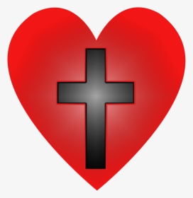 Transparent Jesus On The Cross Png - Red Heart And Black Cross, Png Download, Transparent PNG