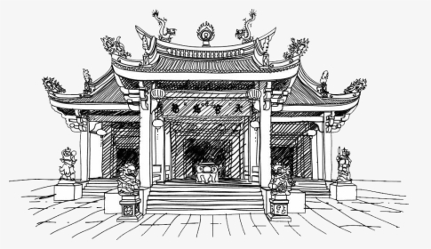 Rome Clipart Ancient Temple - Chinese Temple Roof Sketch, HD Png Download, Transparent PNG
