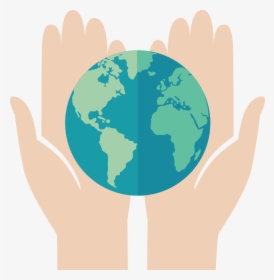 Hands Holding Earth - World Map Outline With Ocean, HD Png Download, Transparent PNG