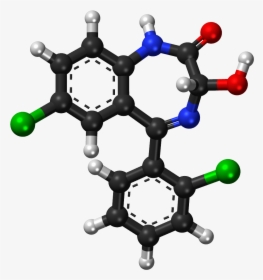 Lorazepam Ball And Stick Model - Clonazepam Molecule Ball And Stick, HD Png Download, Transparent PNG