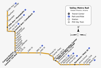 Valley Metro Light Rail Map, HD Png Download, Transparent PNG