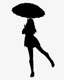 Transparent Silueta Mujer Png - Silhouette Of Woman With Umbrella, Png Download, Transparent PNG