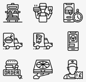 Food Delivery - Print Icons, HD Png Download, Transparent PNG