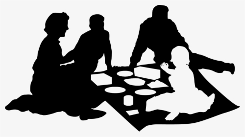 Family Picnic Black Silhouette - Family Picnic Picnic Silhouette, HD Png Download, Transparent PNG