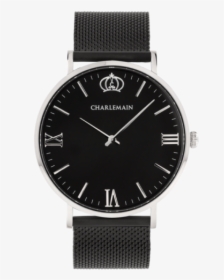Women Charlemain Silver Black Mesh Black - Watch With Lion Logo, HD Png Download, Transparent PNG