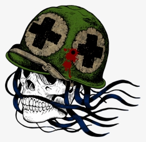 Transparent Soldier Helmet Clipart - Skull With Medic Helmet, HD Png Download, Transparent PNG