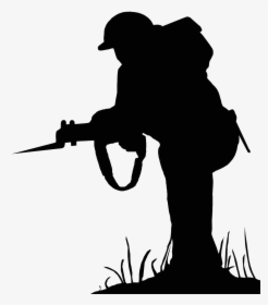 Clip Art Silhouette Soldier War Military - Soldier In Silhouette Png, Transparent Png, Transparent PNG