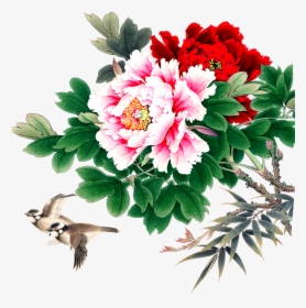 Clip Freeuse Stock Moutan Peony Bird - Oil Painting Flowers Png, Transparent Png, Transparent PNG