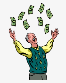 Vector Illustration Of Retired Elderly Senior Citizen - Money Cartoon Vector Png, Transparent Png, Transparent PNG