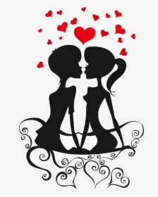 Love Couple Silhouettes On - Couple Pic In Black Shadow, HD Png Download, Transparent PNG