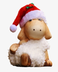 Christmas, Sheep, Figure, Soft Toy, Santa Hat, Toys - Christmas Cute Figure, HD Png Download, Transparent PNG
