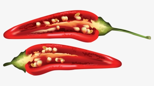 Half Red Chili Pepper Png Clip Art Image - Red Chilli In Half, Transparent Png, Transparent PNG