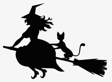 Witch On Broom Silhouette, HD Png Download, Transparent PNG