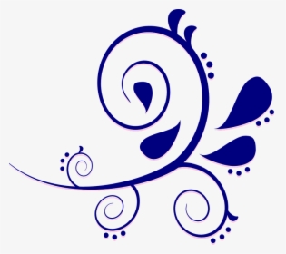 Paisley, Azul, Curvas, Florales, Decoración, Vides - Navy Blue Flowers Clip Art, HD Png Download, Transparent PNG
