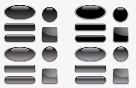 Button Icon Oblong Square Round Oval Black Grey - Square Button Black, HD Png Download, Transparent PNG