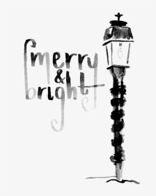 Merry Bright Streetlamp - Monochrome, HD Png Download, Transparent PNG