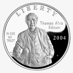 2004 Thomas Alva Edison Silver Dollar - Thomas Edison Light Bulb, HD Png Download, Transparent PNG