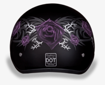 Daytona Womens Purple Rose Dot Skull Cap Motorcycle - Womens Half Shell Motorcycle Helmet, HD Png Download, Transparent PNG