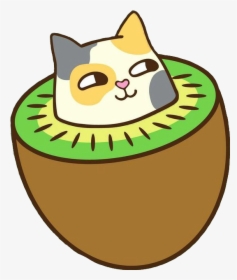 #sticker #cat #fruit #kiwi #kawaii #catfruit #happycat - Kawaii Kiwi Cat, HD Png Download, Transparent PNG