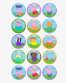 Peppa Pig Edible Cupcake Toppers - Peppa Pig Characters Cake Toppers, HD Png Download, Transparent PNG