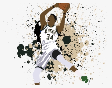 Giannis Antetokounmpo Paint Splatter Illustration - Basketball Player Paint Png, Transparent Png, Transparent PNG