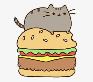 Hamburger Fastfood Kawaii Cat Food Ftestickers Scfastfo - Pusheen The Cat, HD Png Download, Transparent PNG
