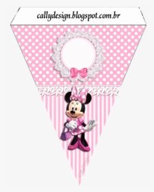 Minnie With Pink Stripes Free Printable Banner - Bandeirola Minnie Rosa Para Baixar, HD Png Download, Transparent PNG