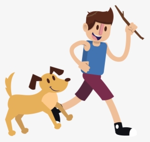 Transparent Clip Art Dog - Boy And Dog Animated, HD Png Download, Transparent PNG