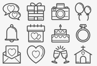 Boda Thin Line Icons - Wedding Reception Icons Png, Transparent Png, Transparent PNG