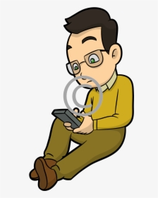 Guy On Phone Cartoon, HD Png Download, Transparent PNG