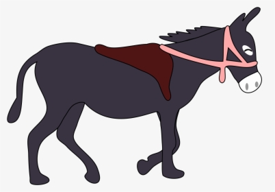 Donkey Is Smiling With A Saddle And A Pink Bridle - Donkey Walking Clipart, HD Png Download, Transparent PNG