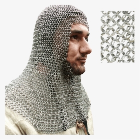 Flat Wedge Riveted Chain Mail Hood Maille Coif Wedge - Mail Coif, HD Png Download, Transparent PNG