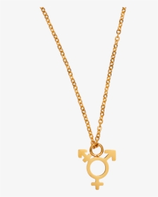 Gold Necklace With Transgender Symbol Charm - Chain, HD Png Download, Transparent PNG