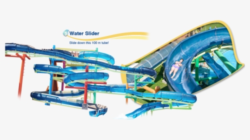 Slide Down This 100 M Tube - Water Park Slide Png, Transparent Png, Transparent PNG