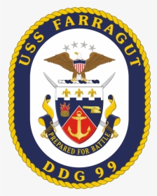 Uss Farragut Ddg-99 Crest Navy Military, Military Insignia, - Uss Bainbridge Ddg 96 Crest, HD Png Download, Transparent PNG