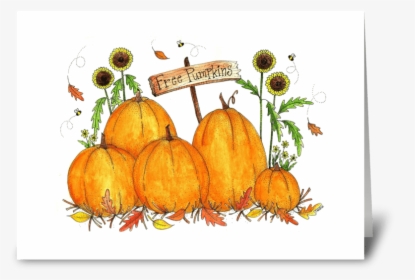 Festive Fall Pumpkin Patch Greeting Card - Pumpkin, HD Png Download, Transparent PNG