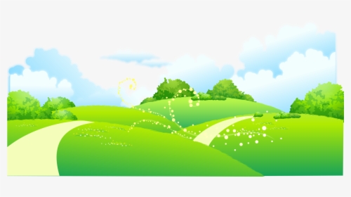 On Meadow Painted Of Trees Illustration Cartoon Clipart - Landscape Clipart Hd, HD Png Download, Transparent PNG