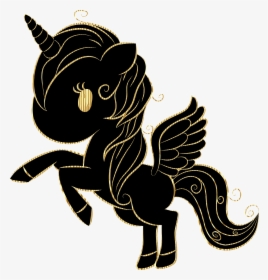 Cuddly Unicorn By Annalise1988 Silhouette With Gold - Silhouette Unicorn Black And White Png, Transparent Png, Transparent PNG