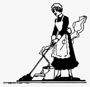 Maid Cleans - Maid Housekeeping Cartoon Drawing, HD Png Download, Transparent PNG