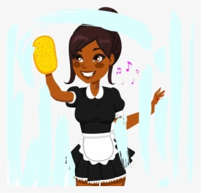 Clean Clipart Maid Cleaning - Black Cleaning Lady Clip Art, HD Png Download, Transparent PNG