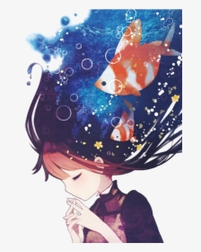 Gir Drawing Creative - Anime Girl Fish, HD Png Download, Transparent PNG