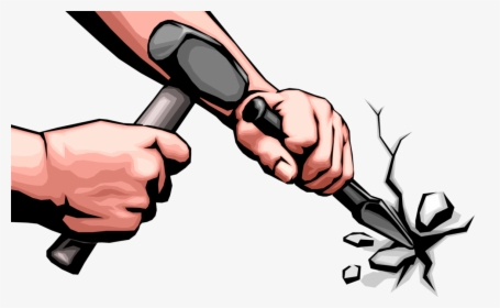 Vector Illustration Of Hands With Sledgehammer And - Slowly Chipping Away, HD Png Download, Transparent PNG