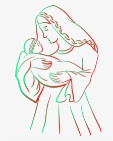 Transparent Jesus Clipart - Mother With Baby Drawing, HD Png Download, Transparent PNG