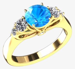 Natural Blue Topaz And Diamond Five Stone Ring In 14k - Pre-engagement Ring, HD Png Download, Transparent PNG