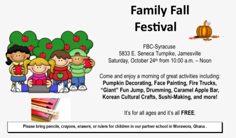 Family Fall Festival Postcard - Kids Eating Apples Clipart, HD Png Download, Transparent PNG